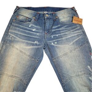 Men’s True Religion Moto (36"x34”) NWT Straight Leg Stretch Distressed Jeans